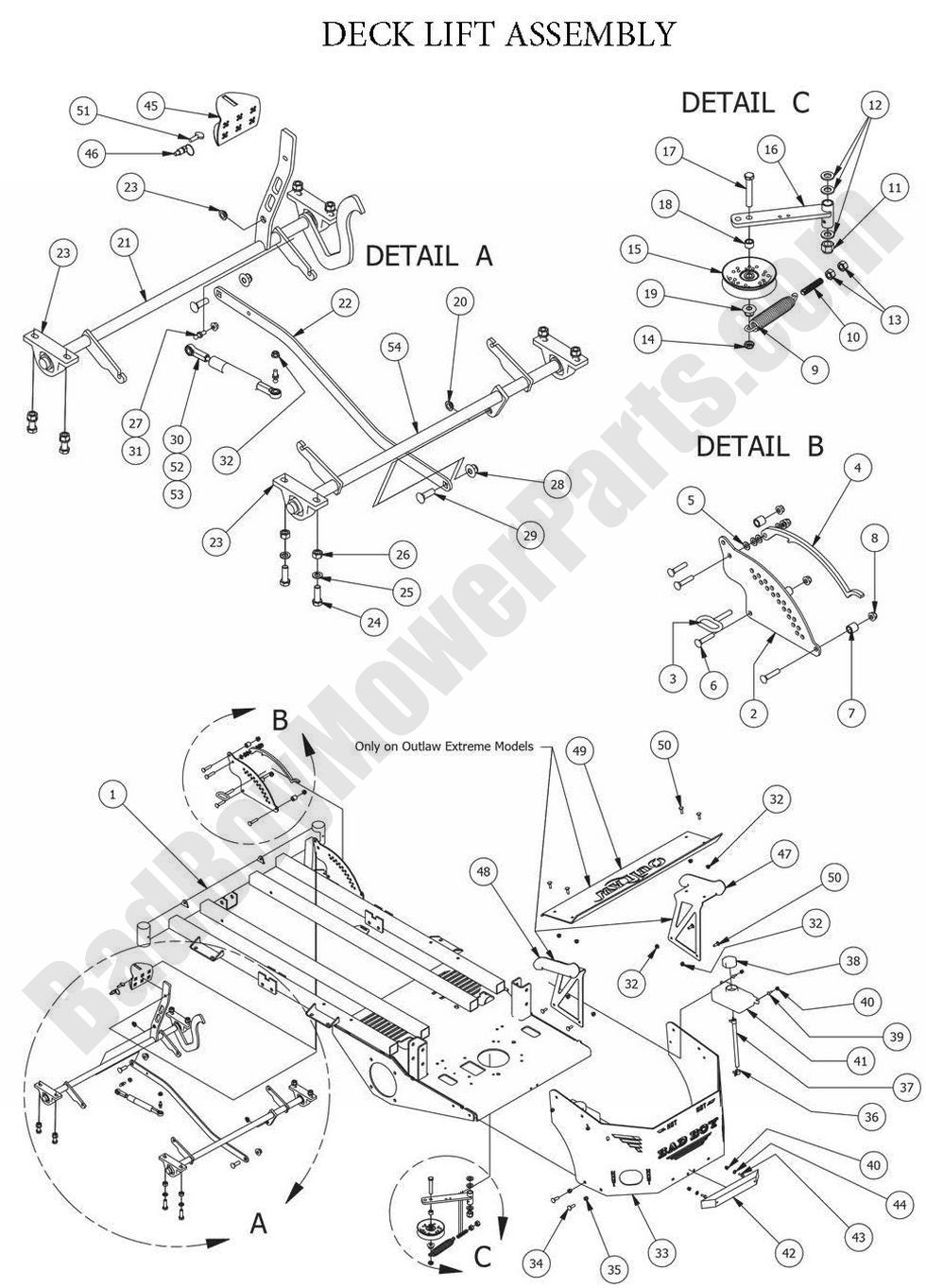 994 - Bad Boy Mower Parts Lookup > 2014 > Outlaw & Outlaw Extreme > Deck Lift Assembly